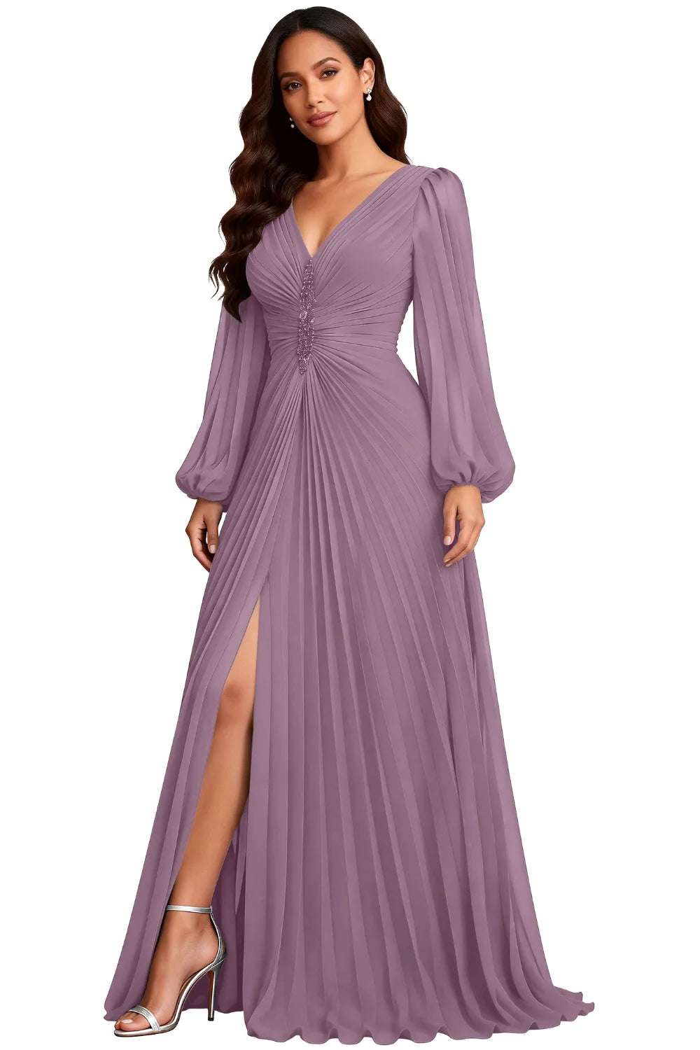 Elowen Graceful Pleated Empire Waist Gown