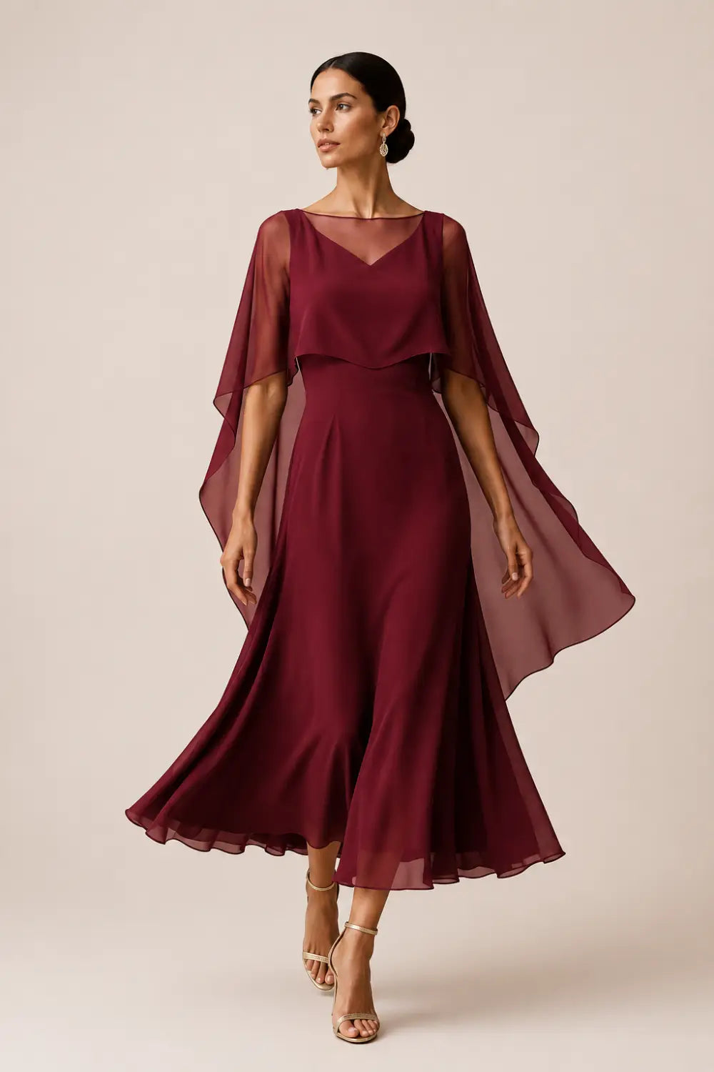 Chiffon Capelet A-Line Evening Dress