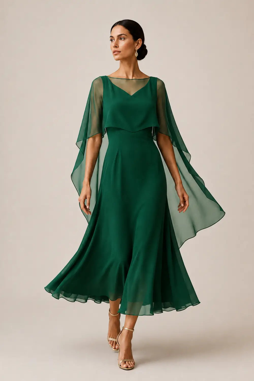 Chiffon Capelet A-Line Evening Dress