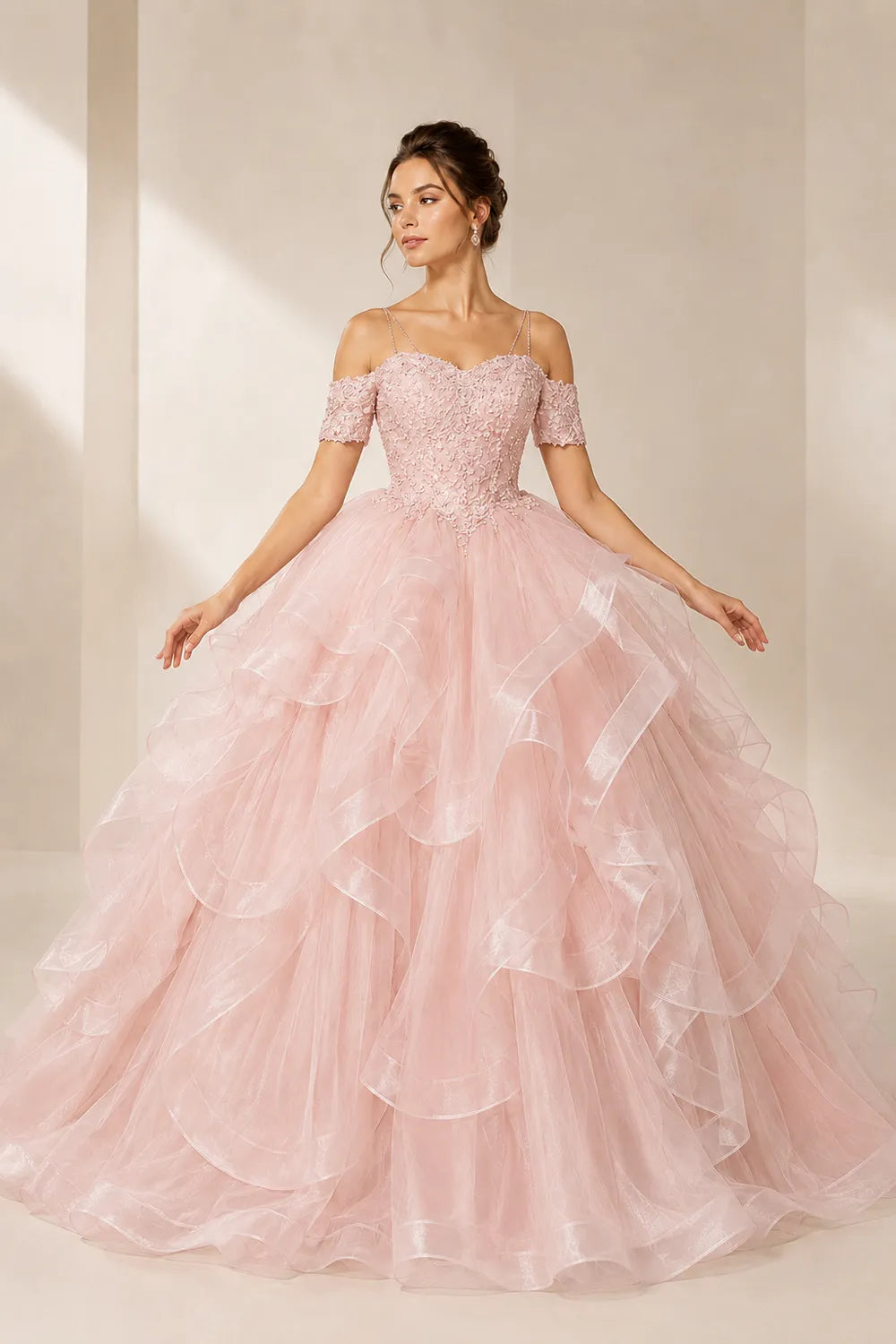 Celestia Off-Shoulder Ruffle Ball Gown