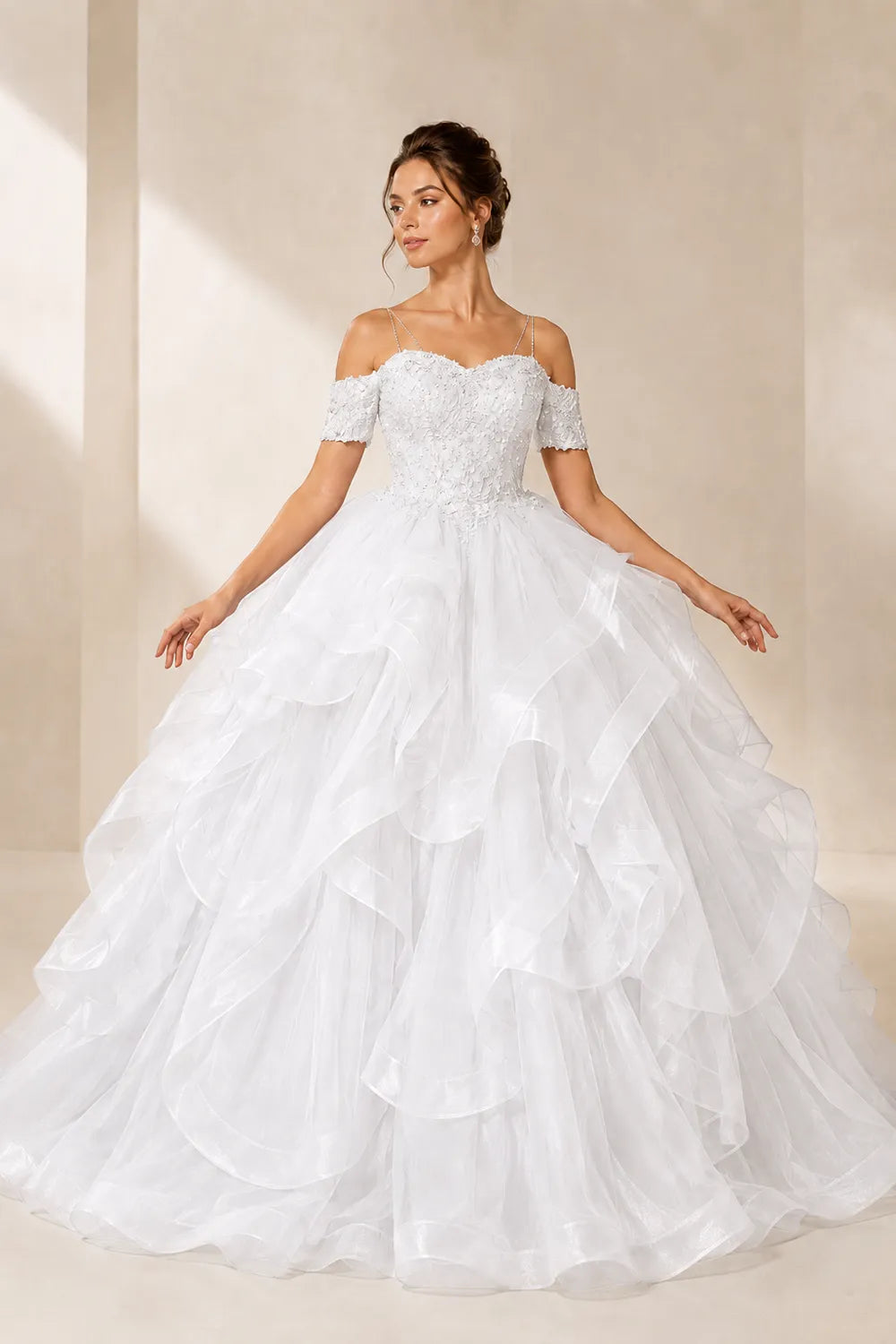 Celestia Off-Shoulder Ruffle Ball Gown