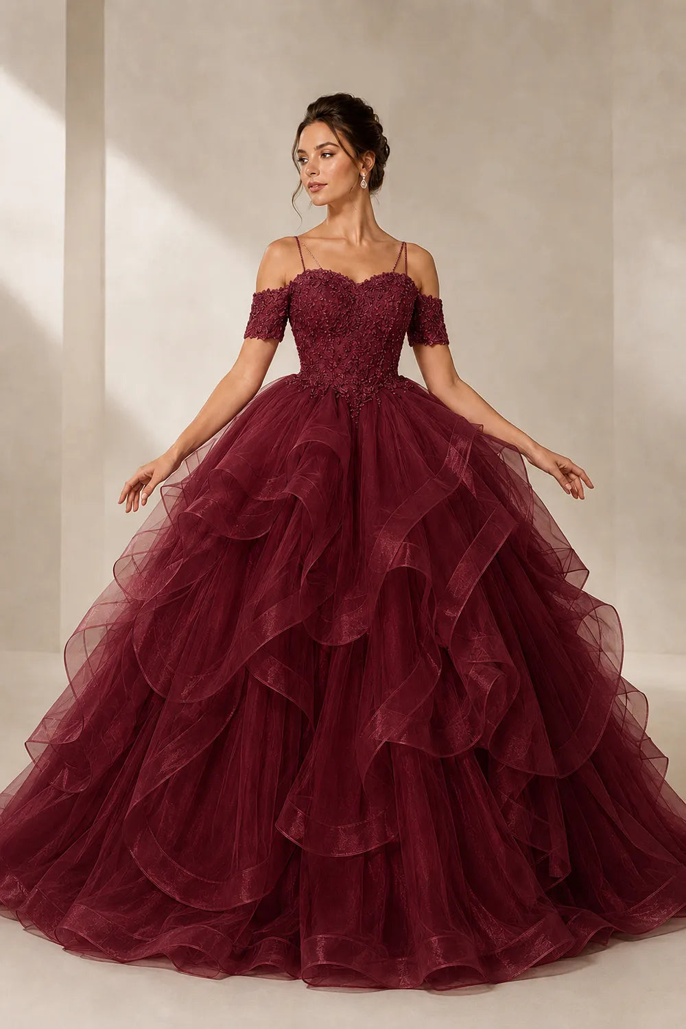 Celestia Off-Shoulder Ruffle Ball Gown