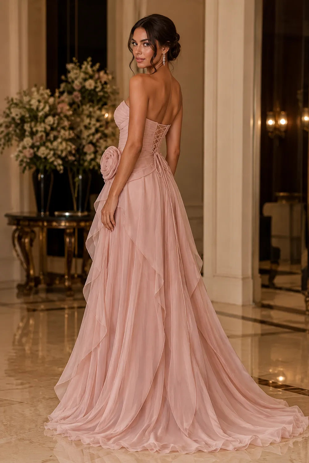 Romantic Rose Detail Prom Gown