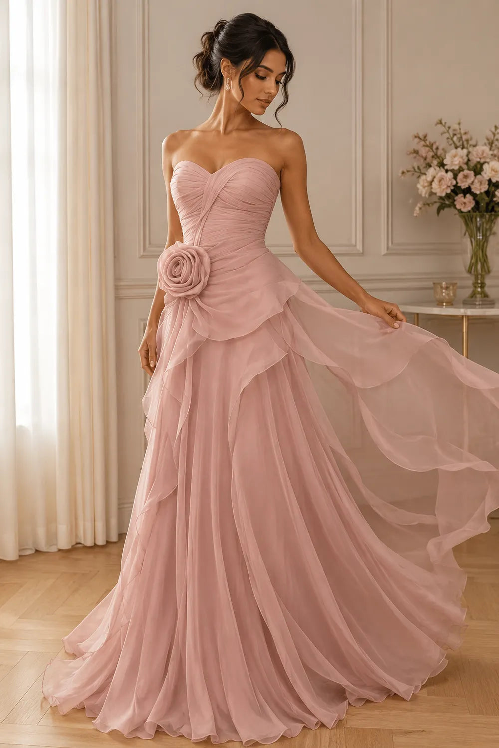 Romantic Rose Detail Prom Gown