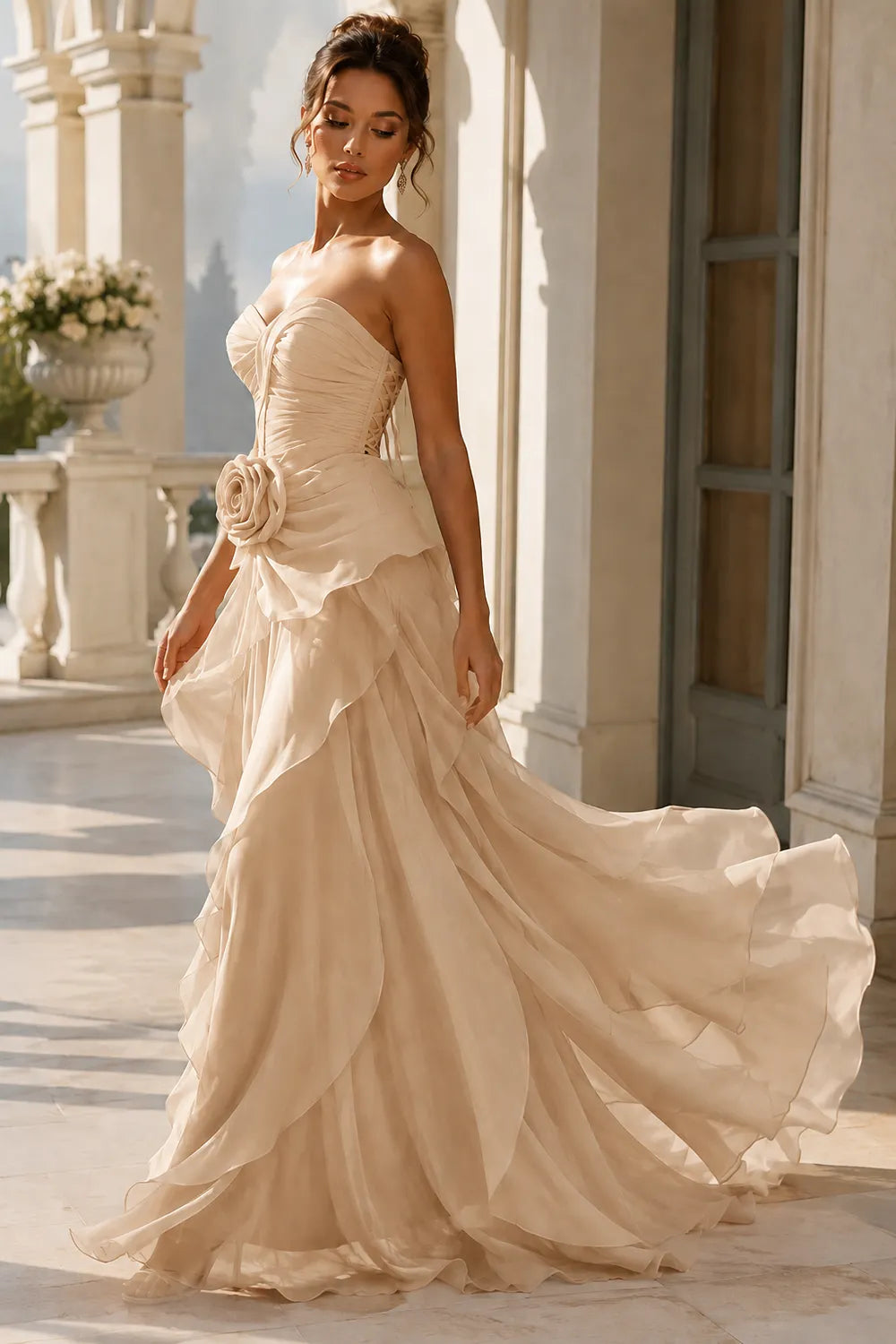 Romantic Rose Detail Prom Gown