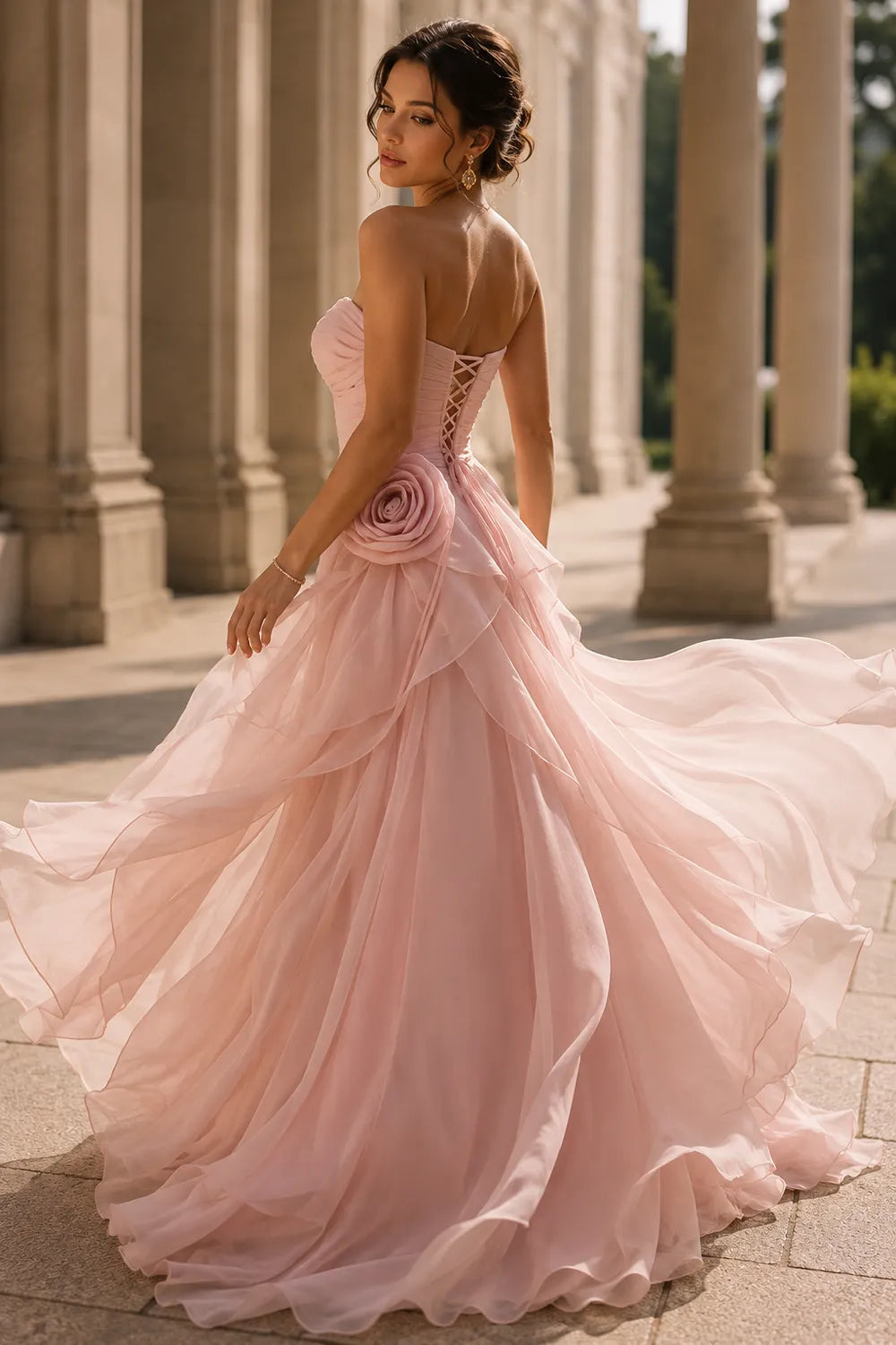 Romantic Rose Detail Prom Gown