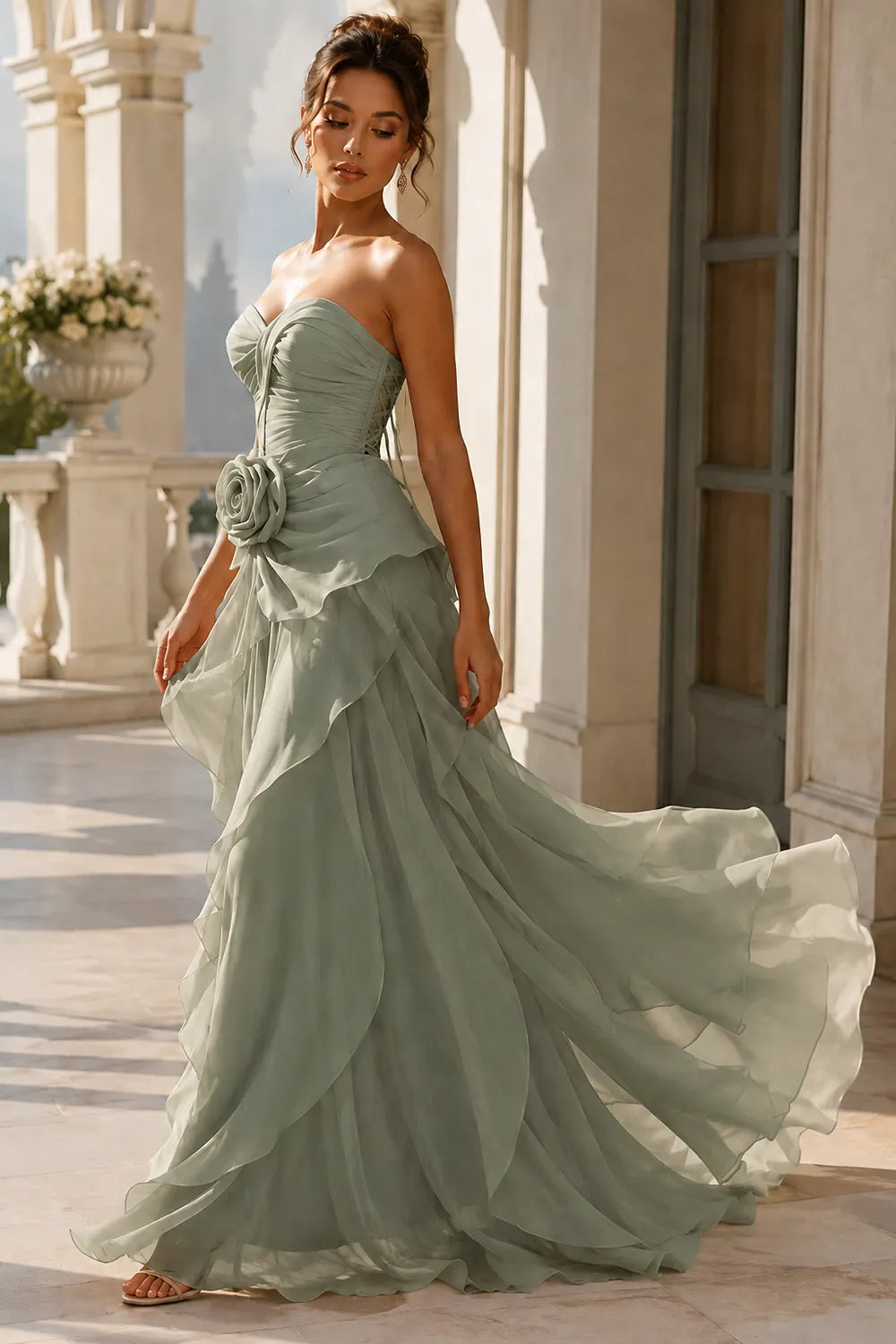 Romantic Rose Detail Prom Gown