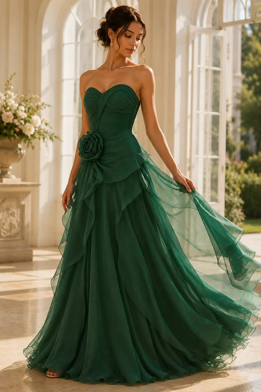Romantic Rose Detail Prom Gown