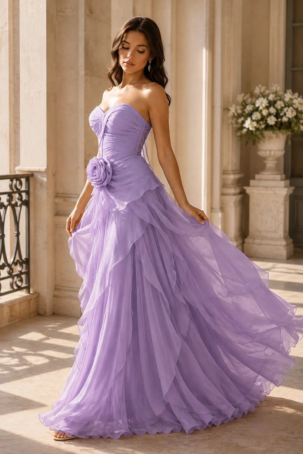 Romantic Rose Detail Prom Gown