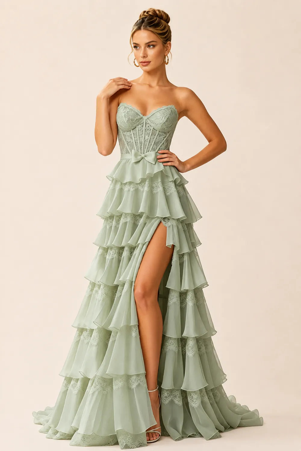 Corset Tiered Tulle Ball Gown