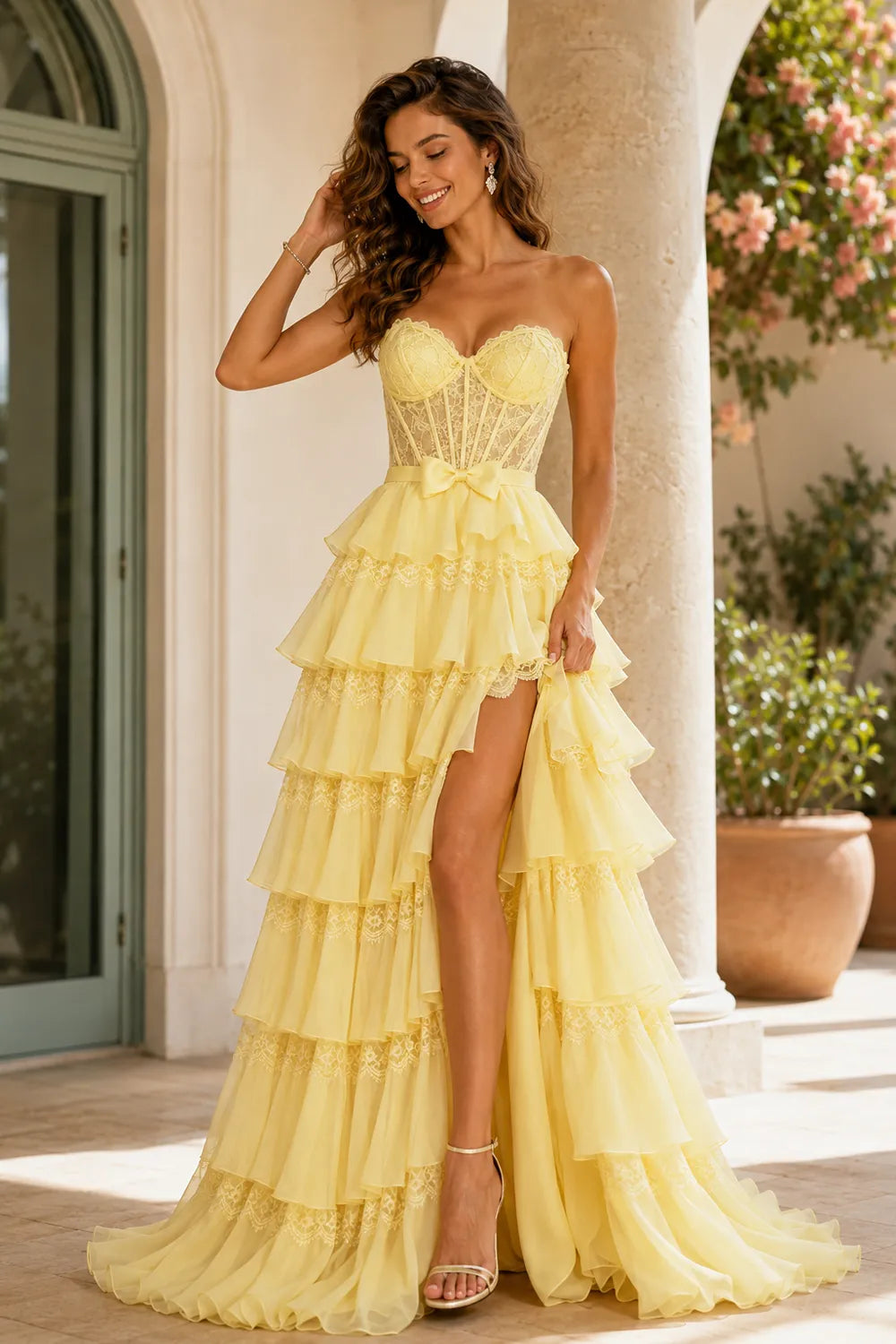 Corset Tiered Tulle Ball Gown
