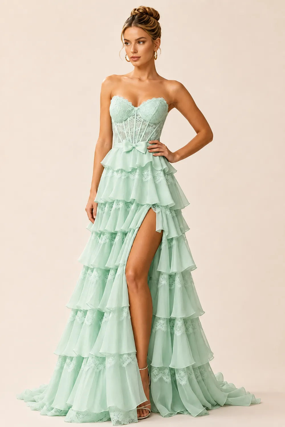 Corset Tiered Tulle Ball Gown