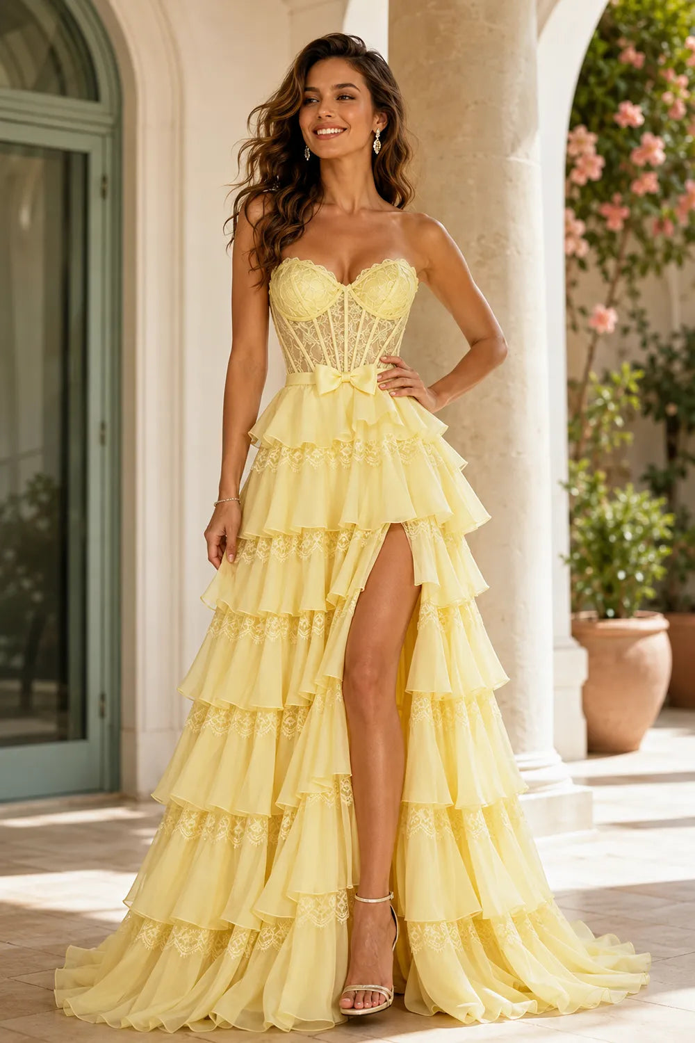Corset Tiered Tulle Ball Gown