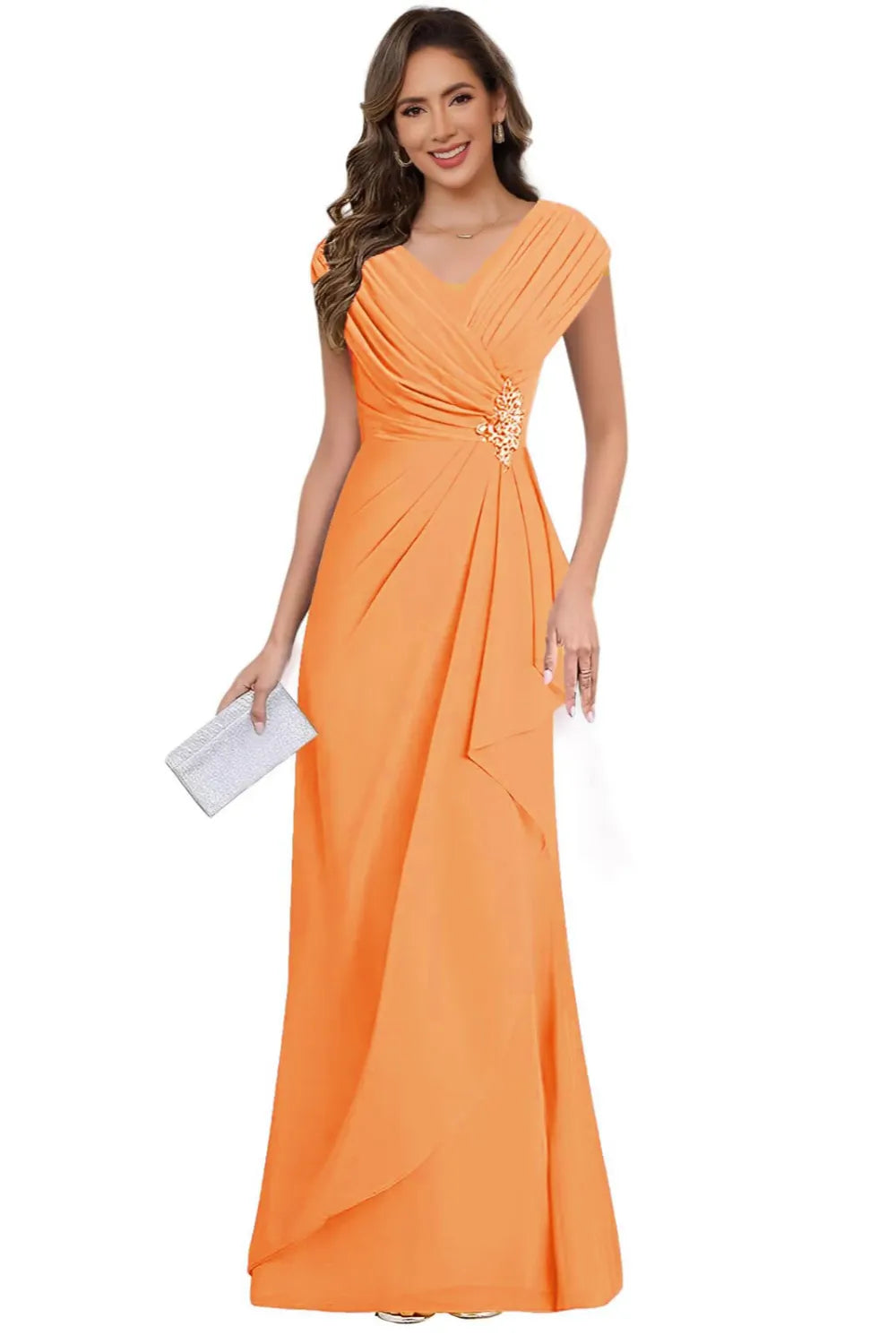 V Neck Chiffon Formal Dress for Mother of the Bride