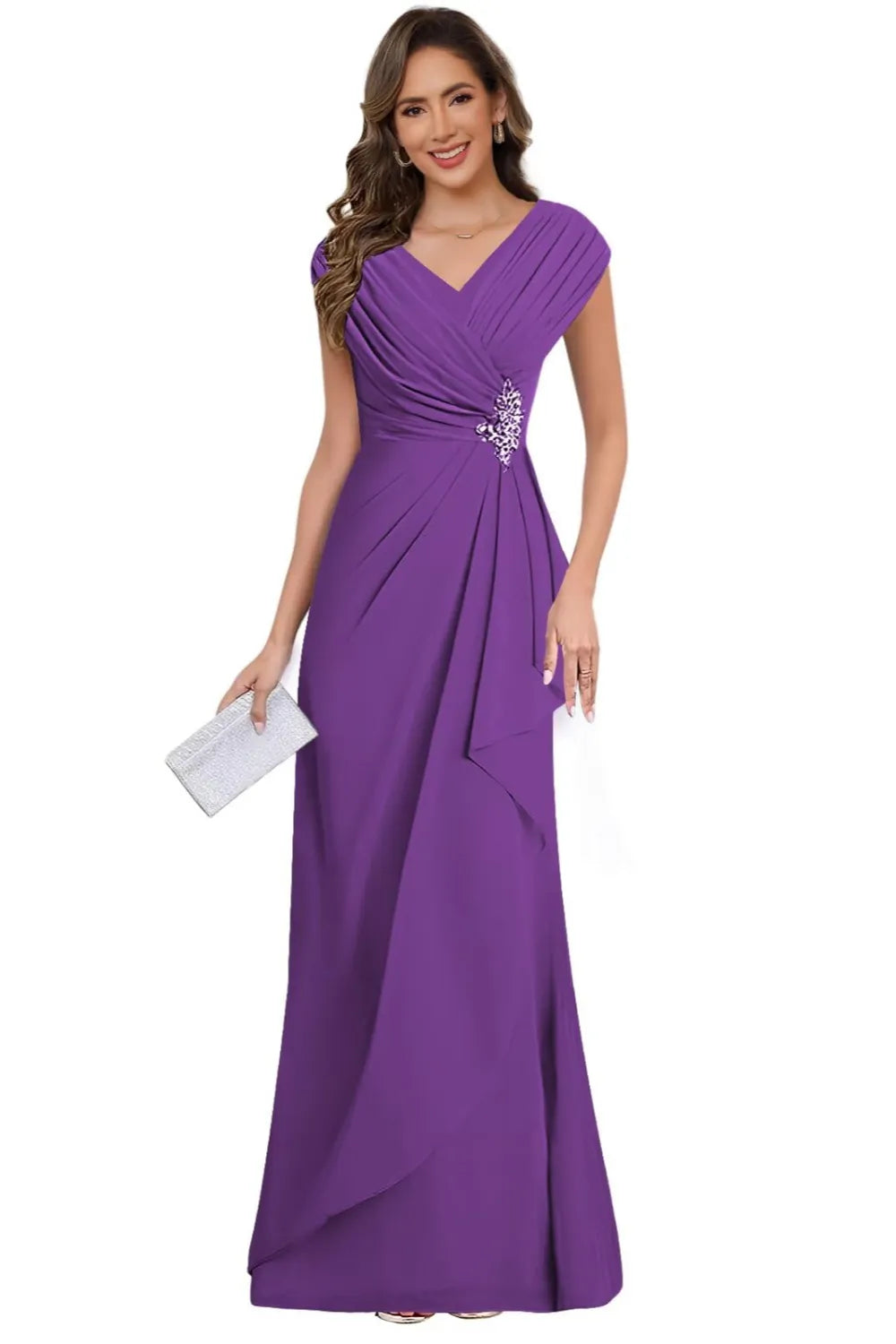V Neck Chiffon Formal Dress for Mother of the Bride