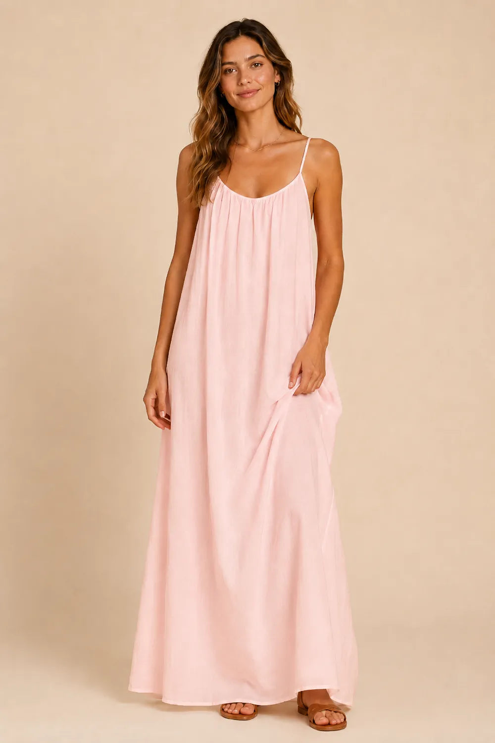 Spaghetti Strap Open Back Maxi Dress
