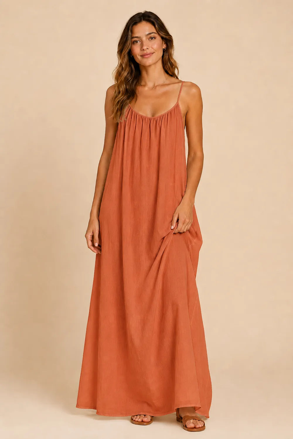 Spaghetti Strap Open Back Maxi Dress