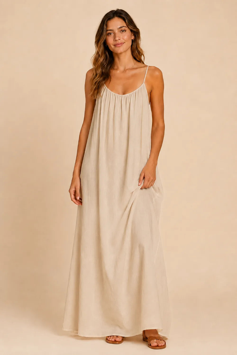 Spaghetti Strap Open Back Maxi Dress