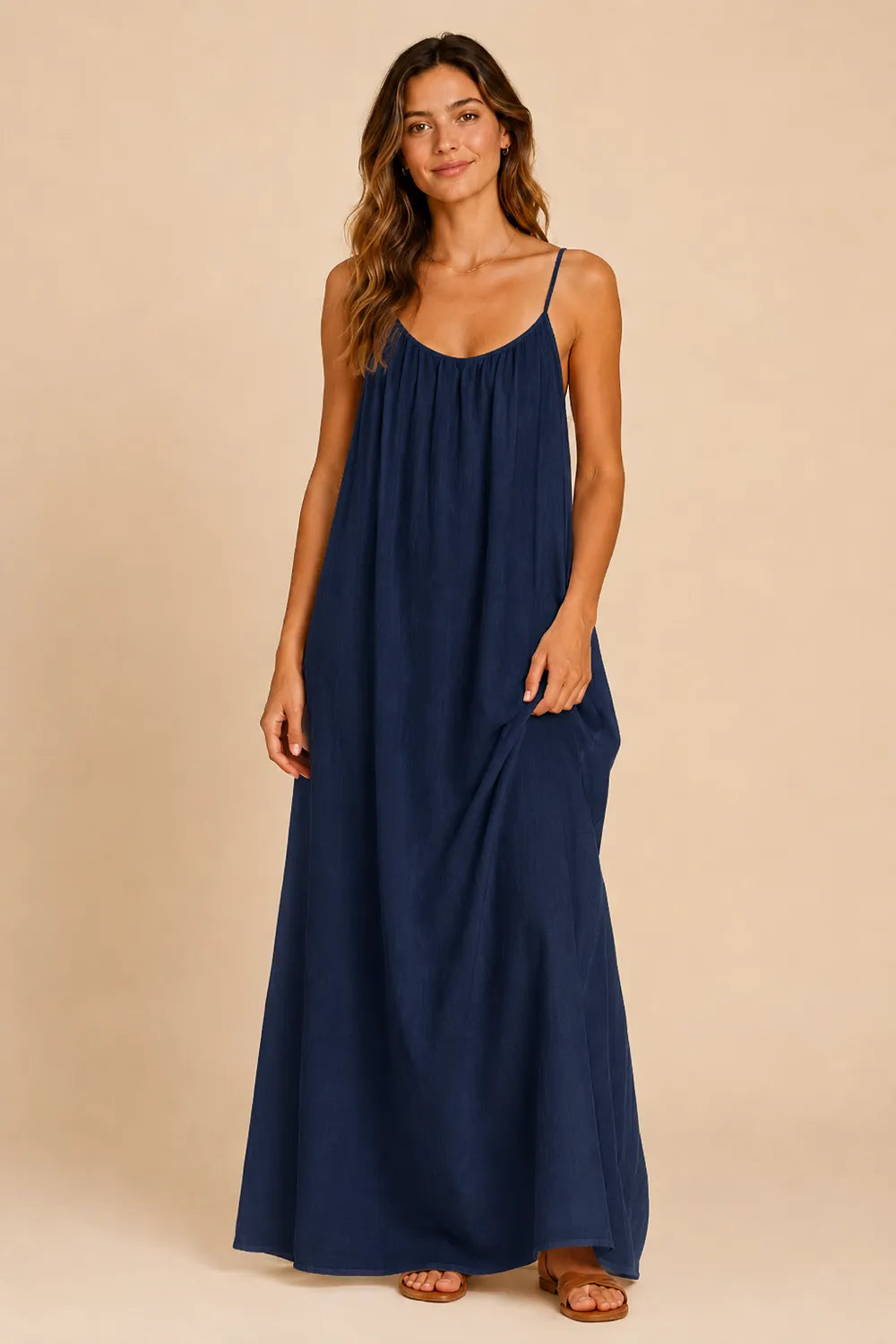 Spaghetti Strap Open Back Maxi Dress