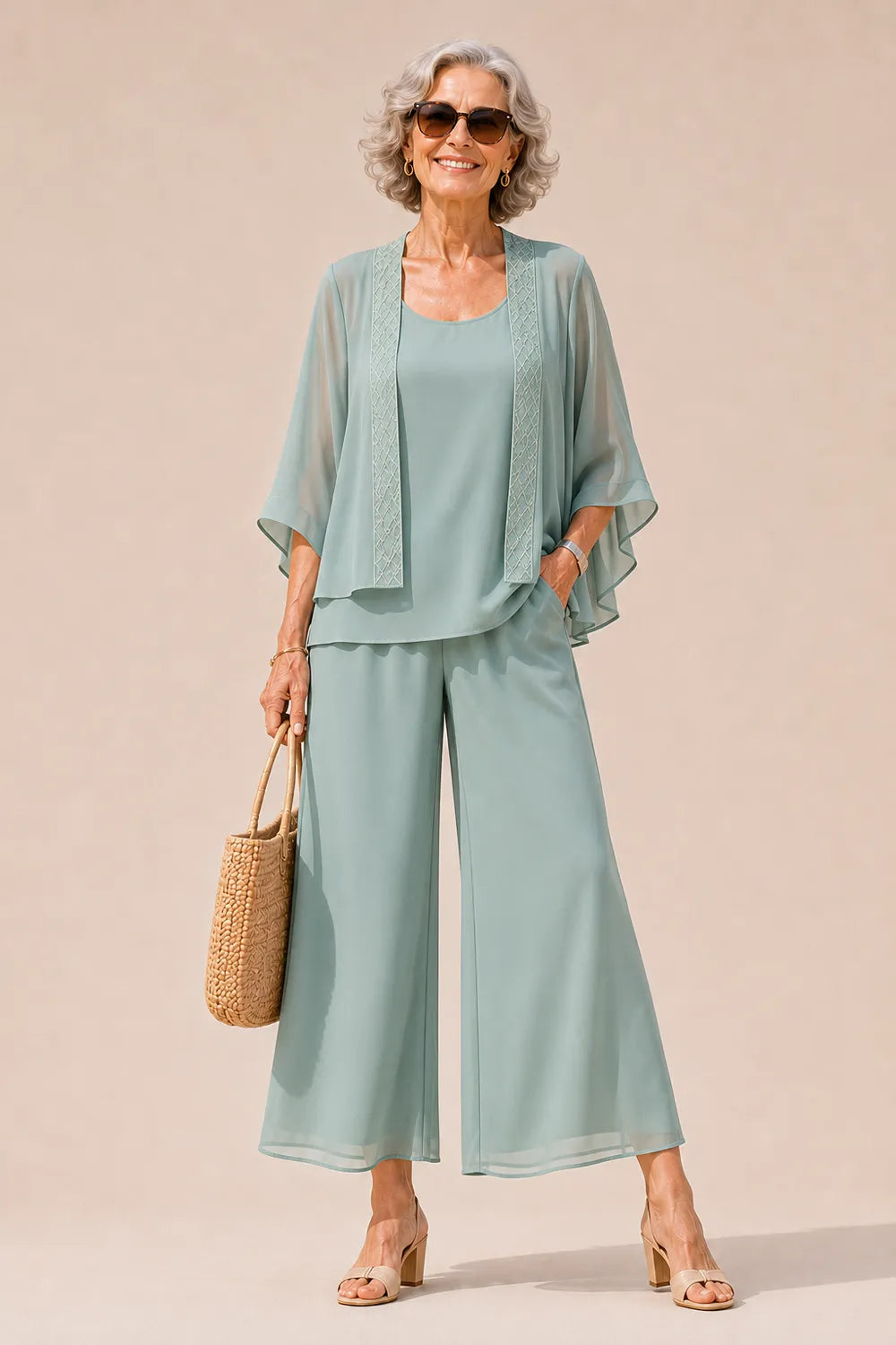 Sophisticated Layered Wide-Leg Occasion Set