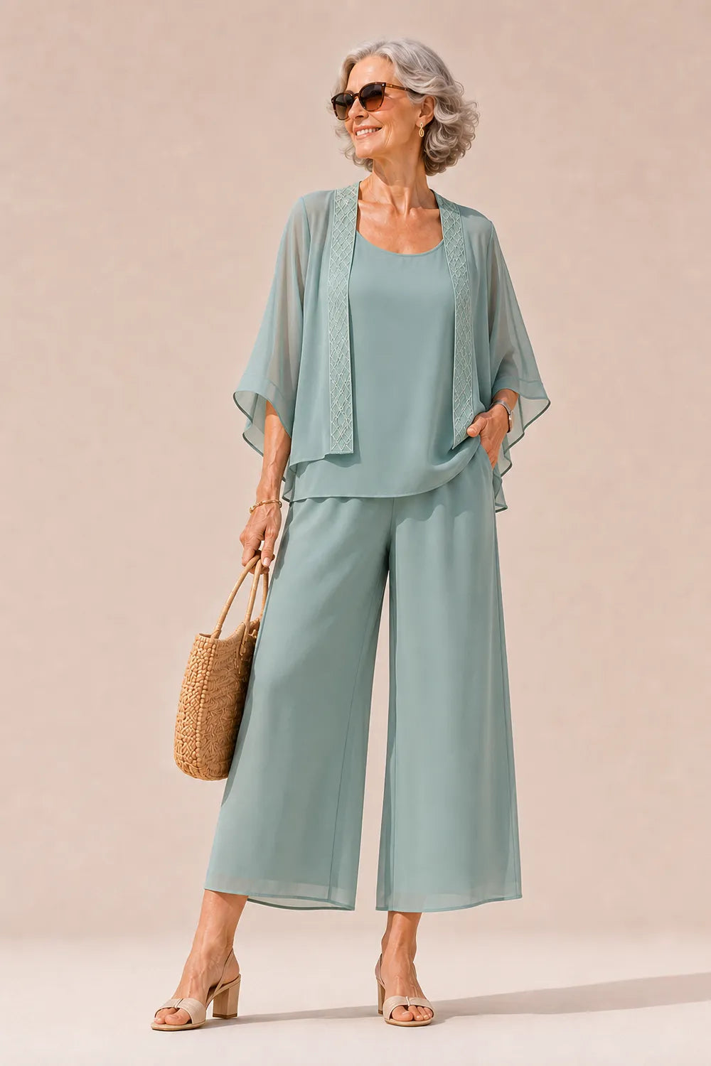Sophisticated Layered Wide-Leg Occasion Set