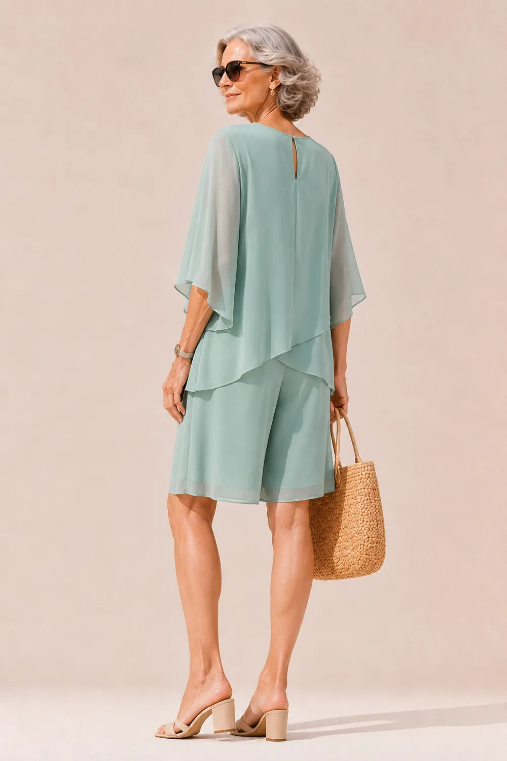 Graceful Cape Overlay Mother of the Bride Set