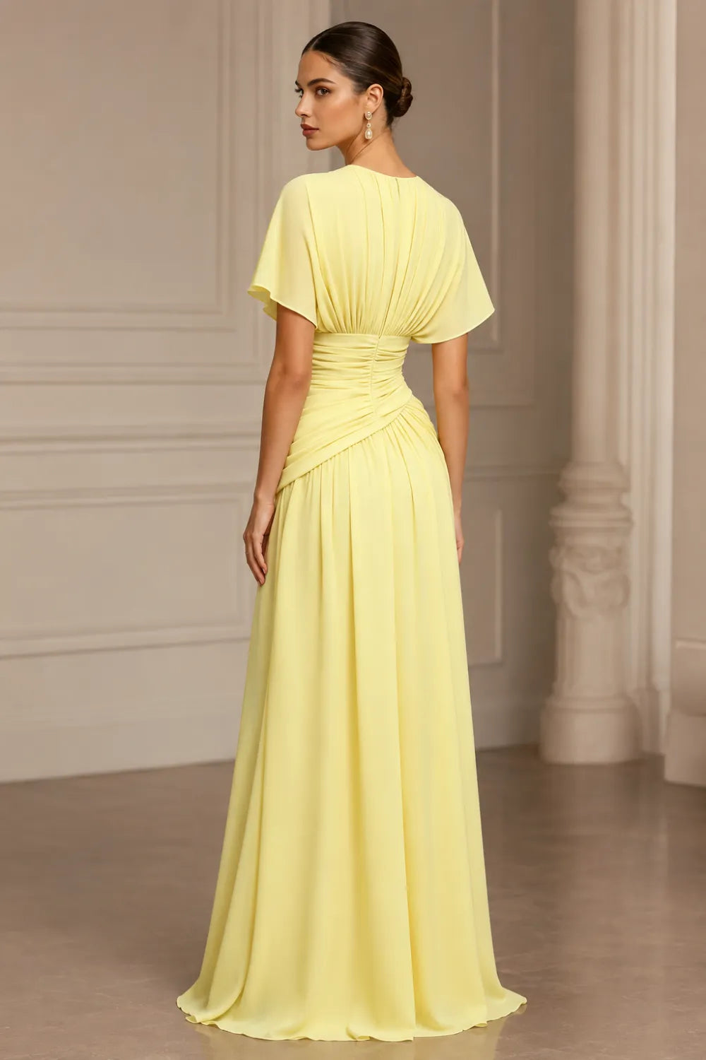 Pleated Chiffon Formal Dress