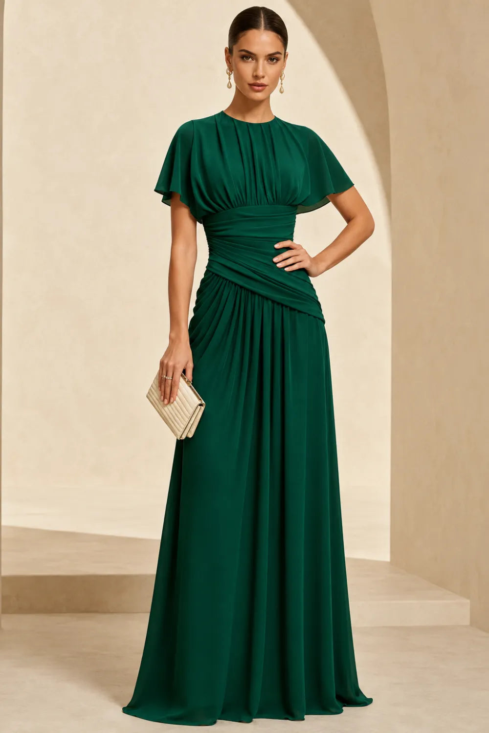 Pleated Chiffon Formal Dress