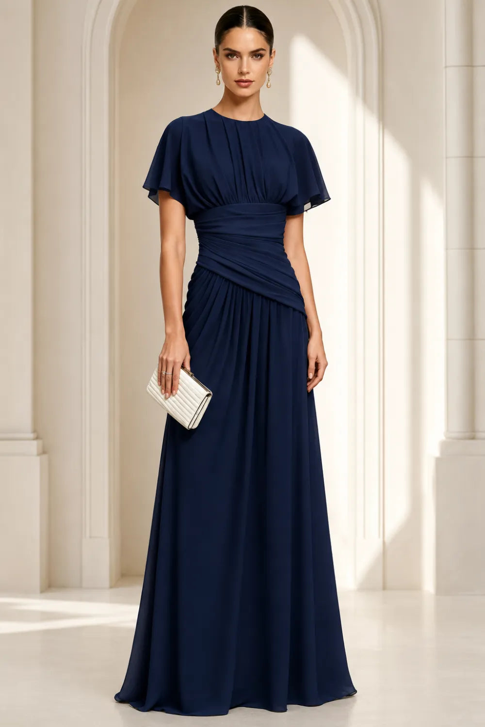 Pleated Chiffon Formal Dress