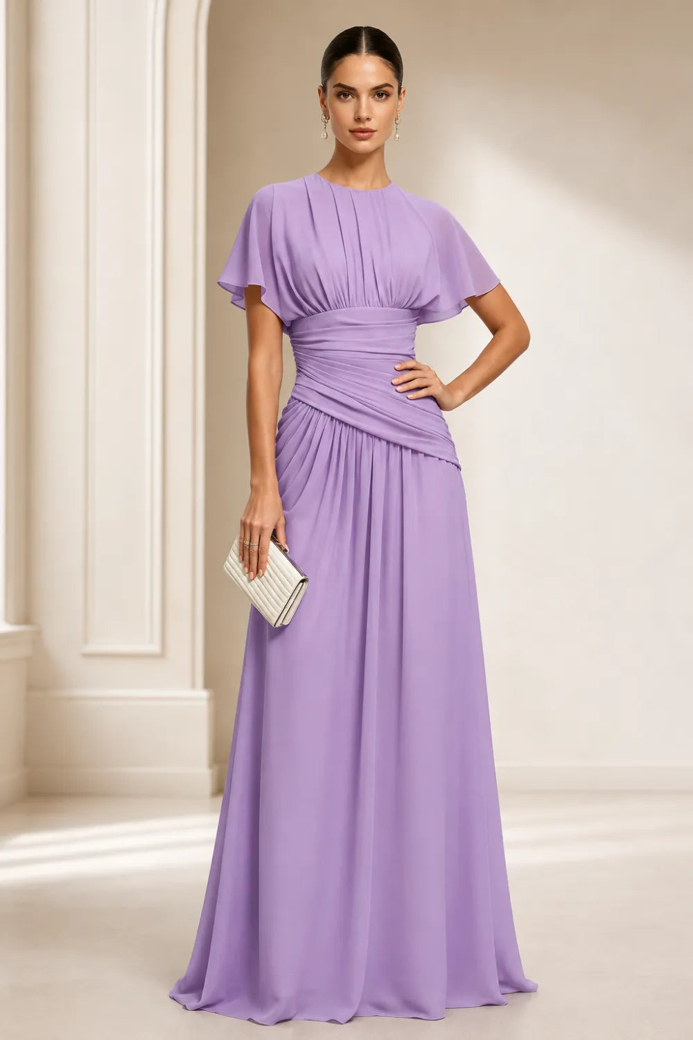 Pleated Chiffon Formal Dress