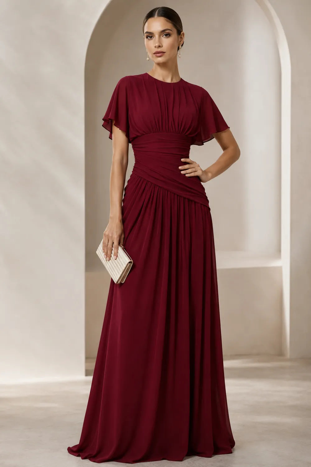 Pleated Chiffon Formal Dress