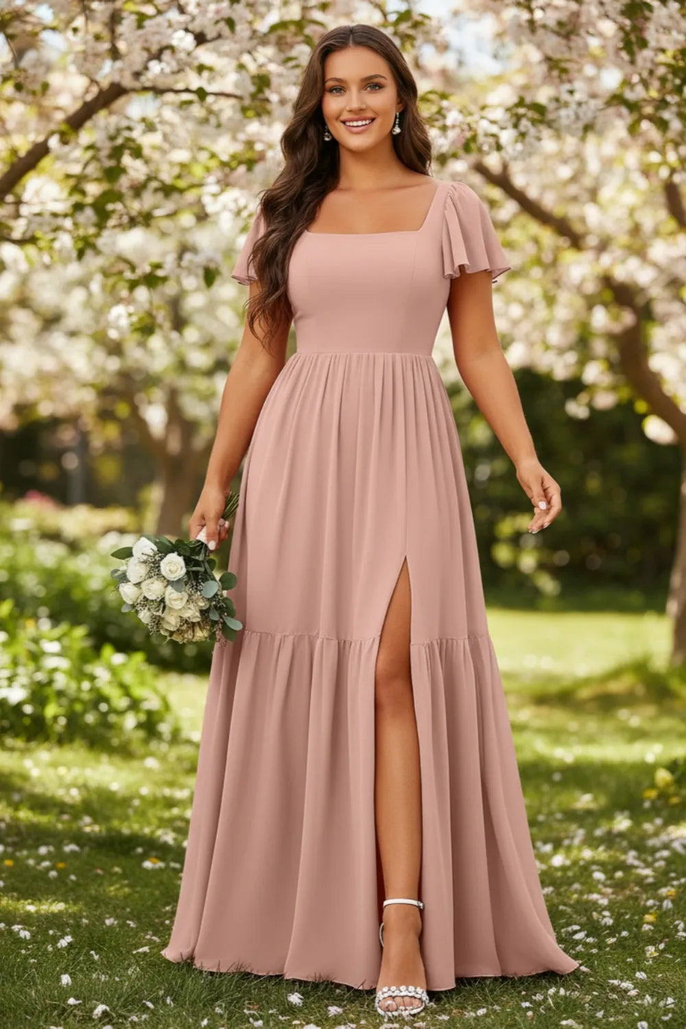 Lunara Romantic Slit Bridesmaid Dress