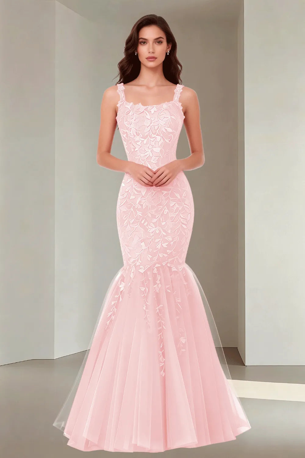 Floral Embroidered Fishtail Dress