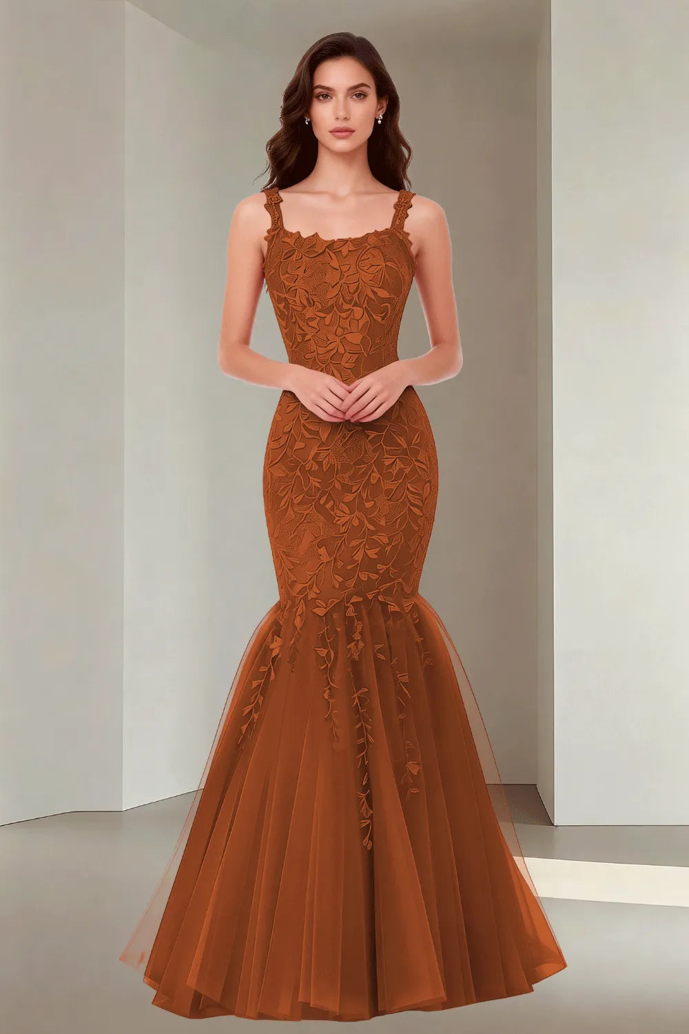 Floral Embroidered Fishtail Dress