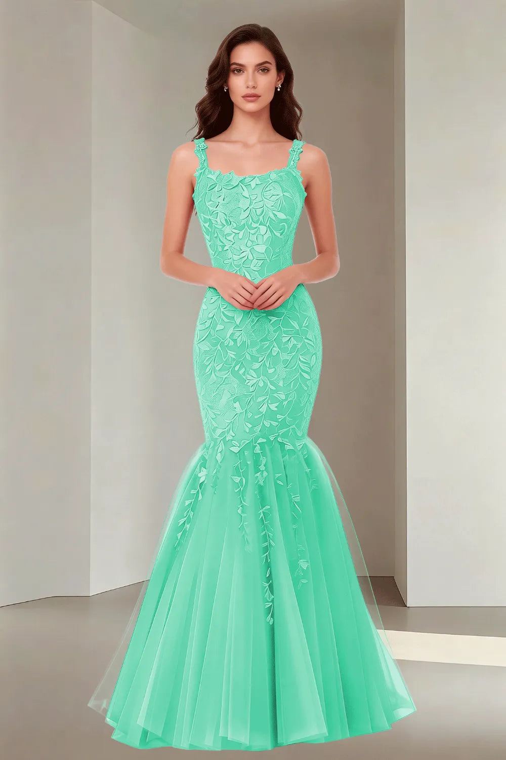 Floral Embroidered Fishtail Dress