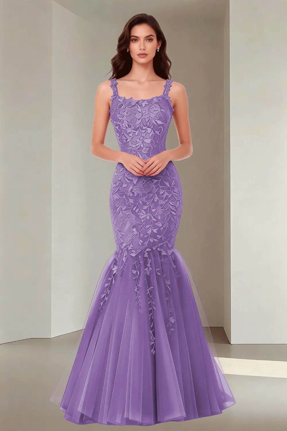 Floral Embroidered Fishtail Dress