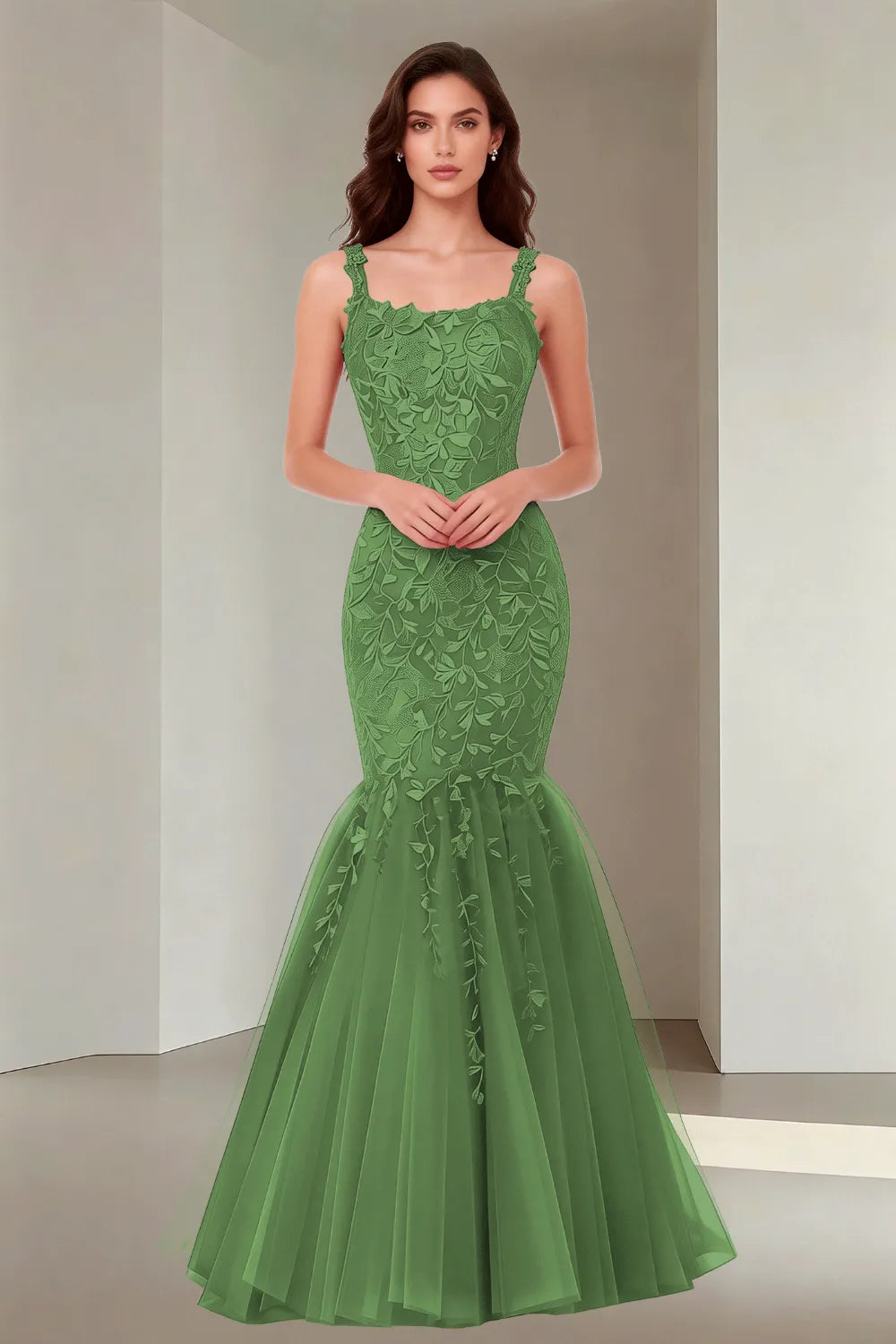 Floral Embroidered Fishtail Dress