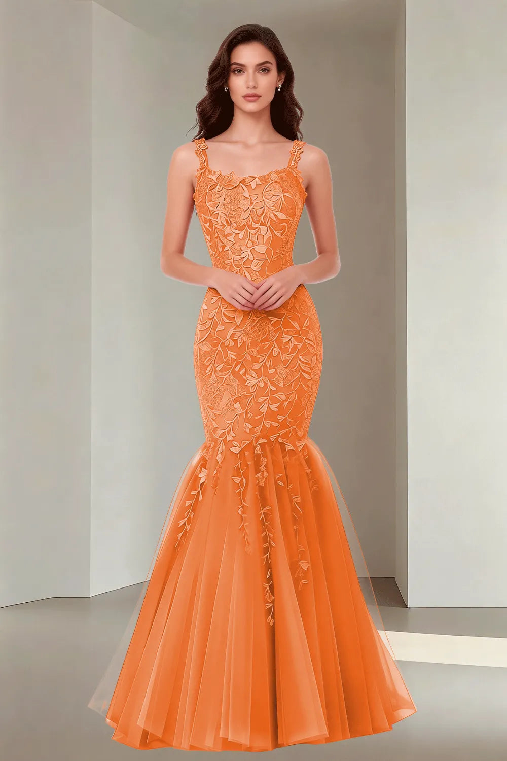 Floral Embroidered Fishtail Dress