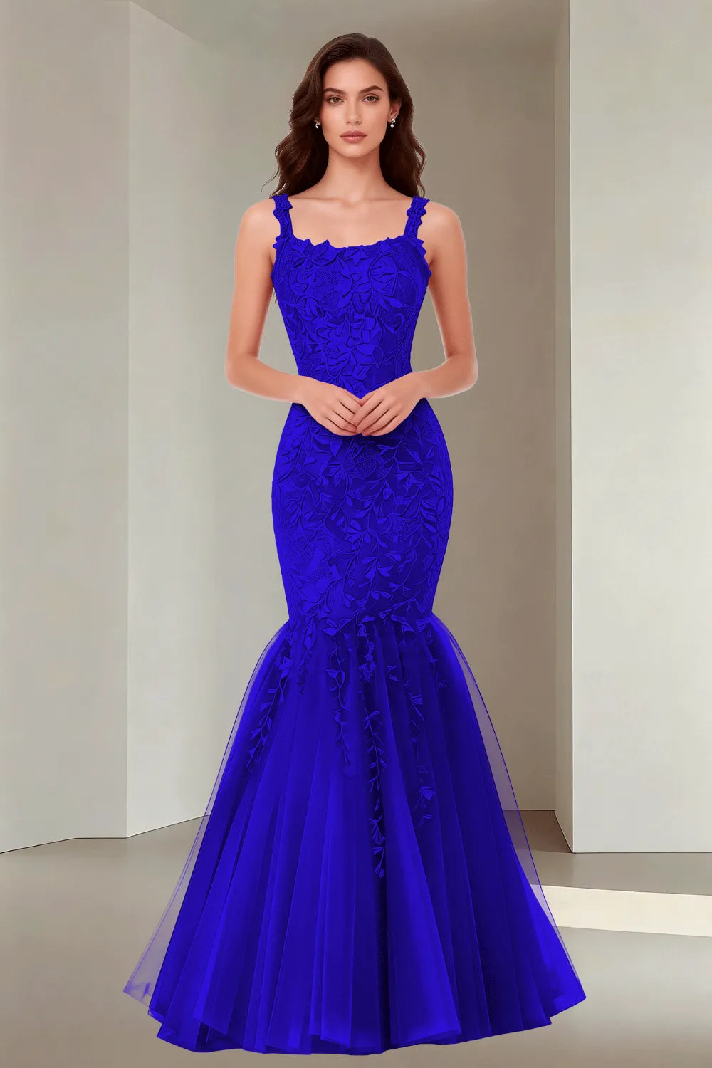 Floral Embroidered Fishtail Dress