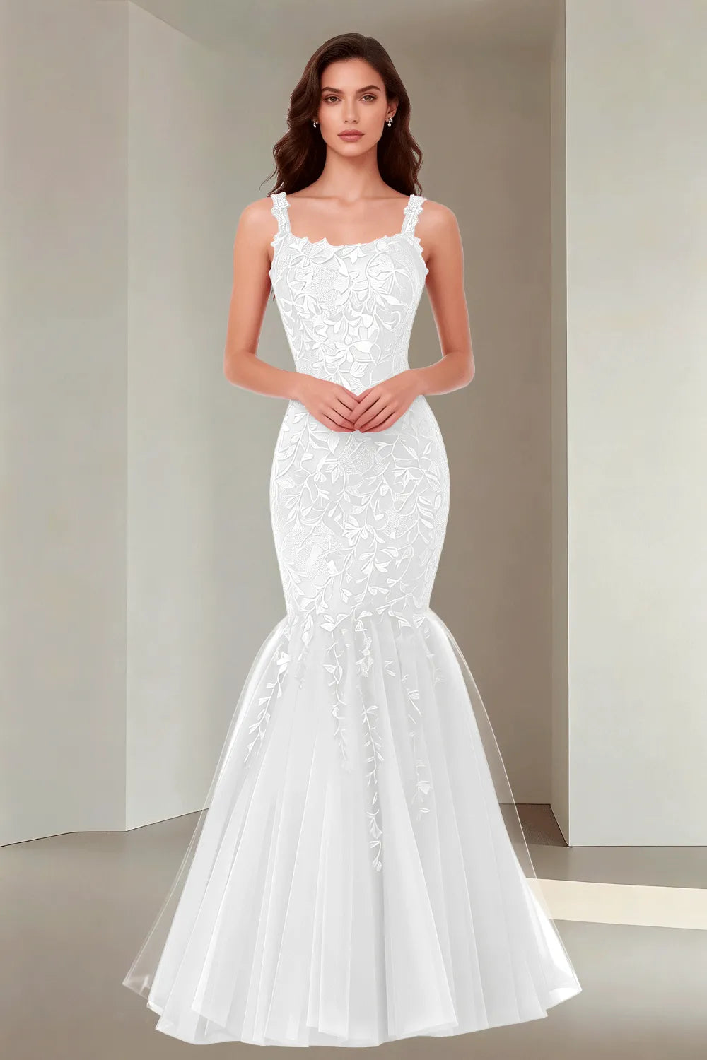 Floral Embroidered Fishtail Dress