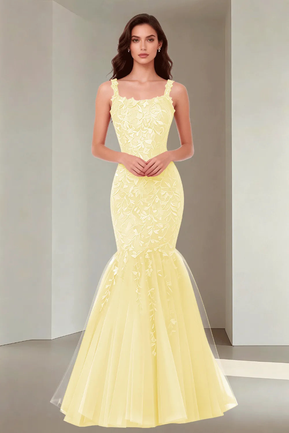 Floral Embroidered Fishtail Dress