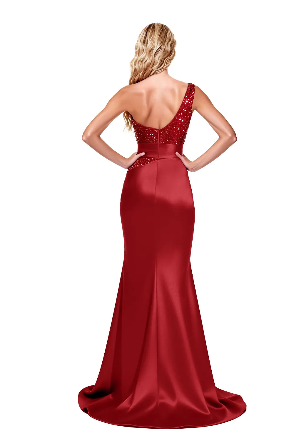 Elegant One Shoulder Ruched Mermaid Gown