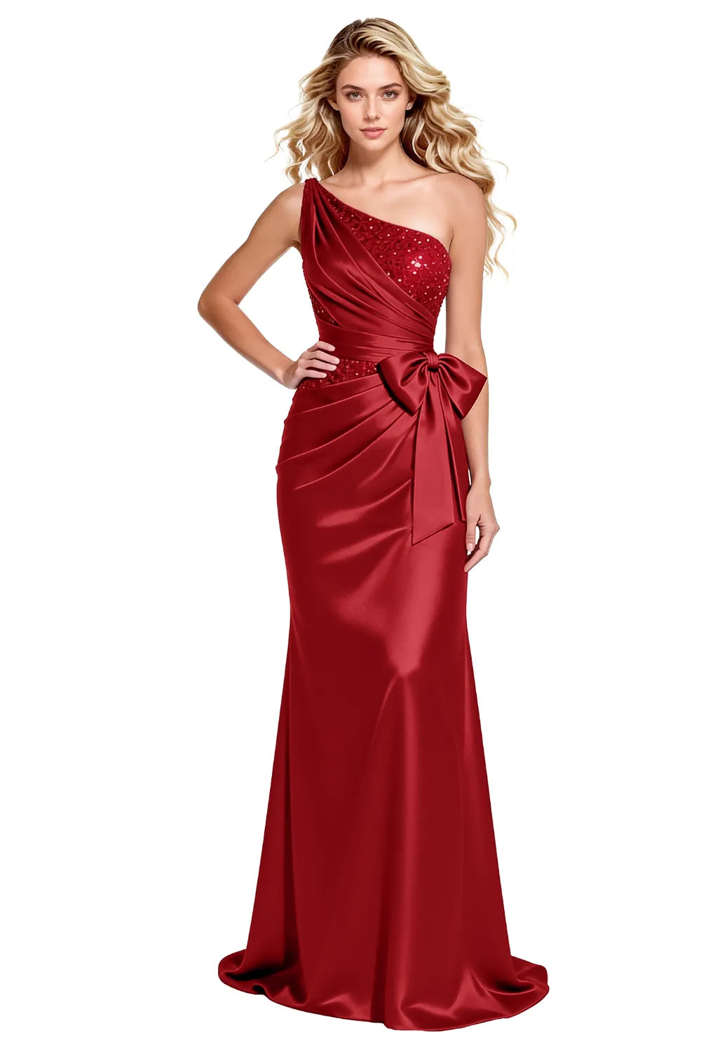 Elegant One Shoulder Ruched Mermaid Gown