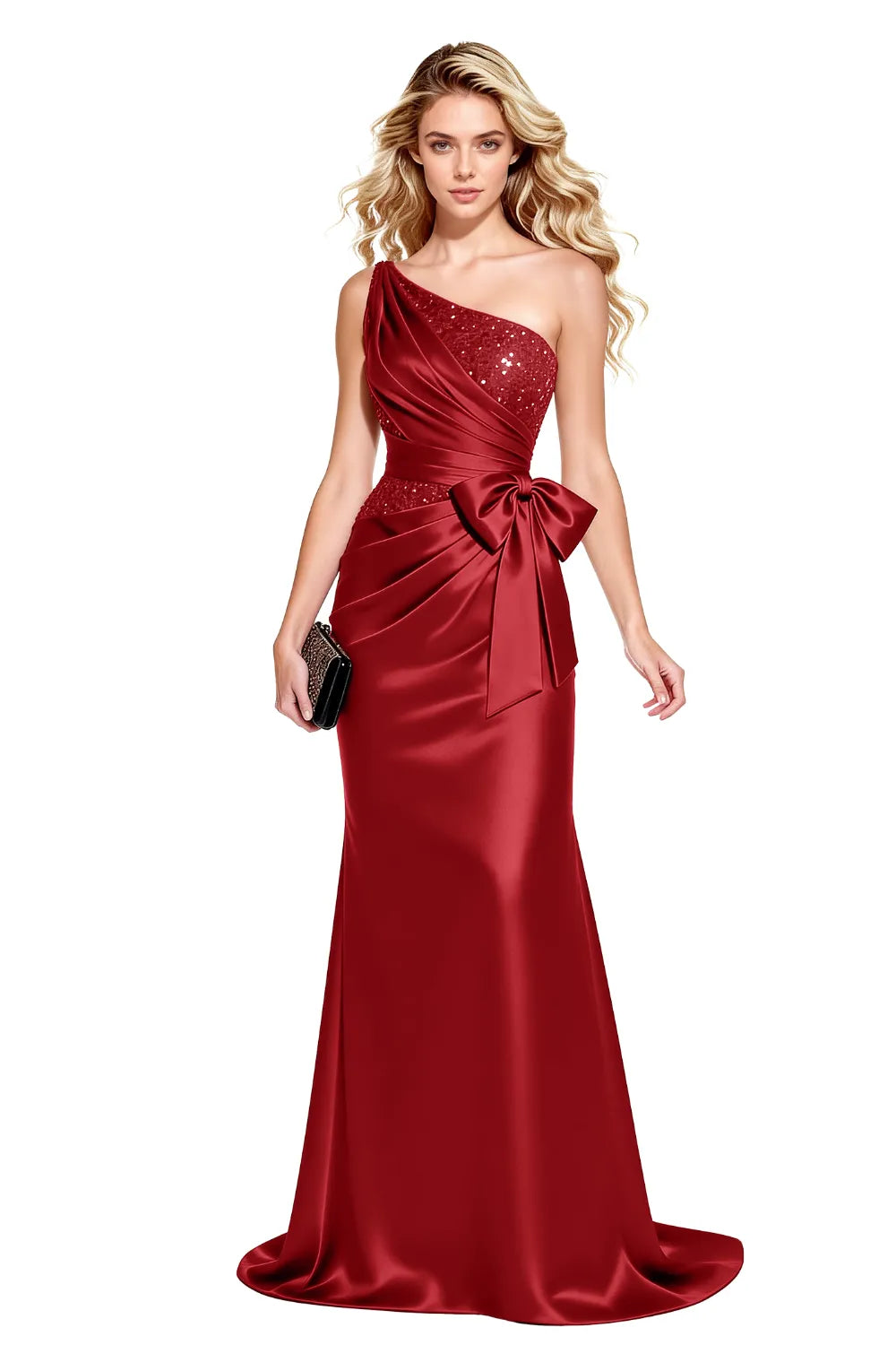 Elegant One Shoulder Ruched Mermaid Gown