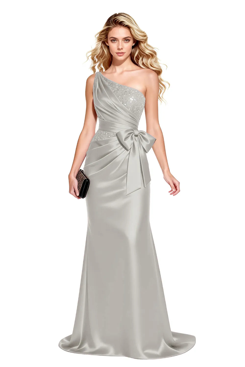 Elegant One Shoulder Ruched Mermaid Gown