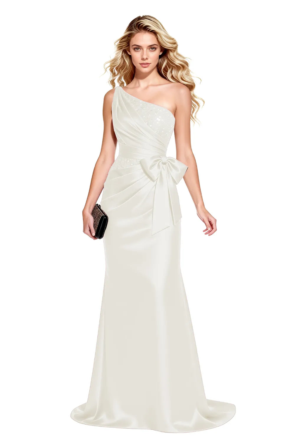Elegant One Shoulder Ruched Mermaid Gown