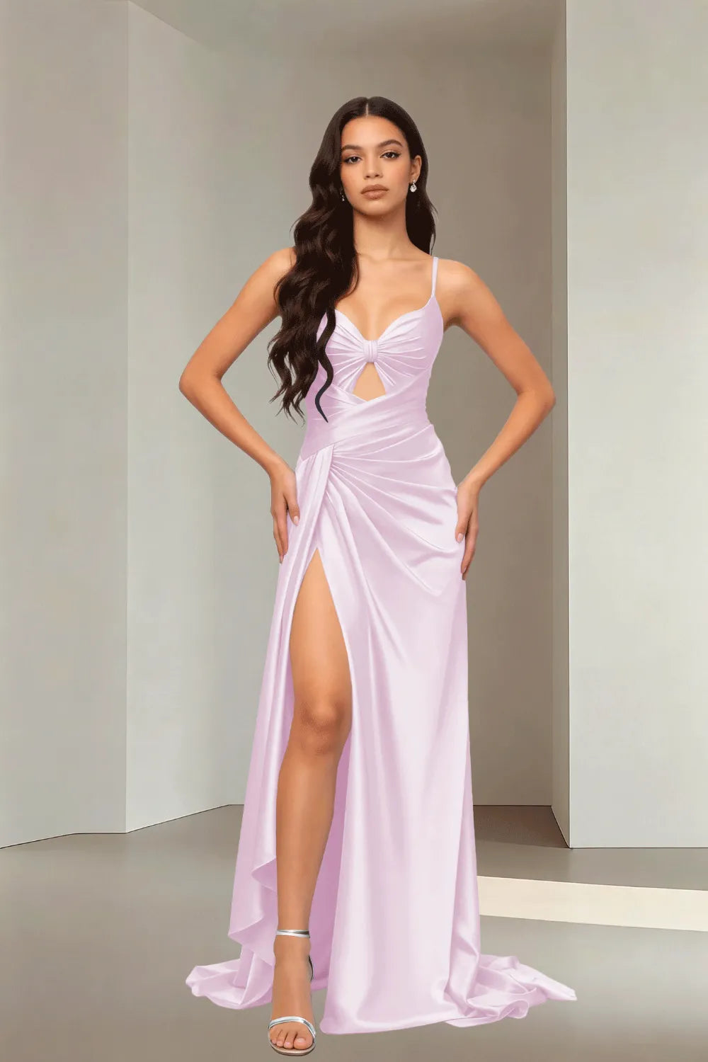 Strappy High-Slit Formal Dress