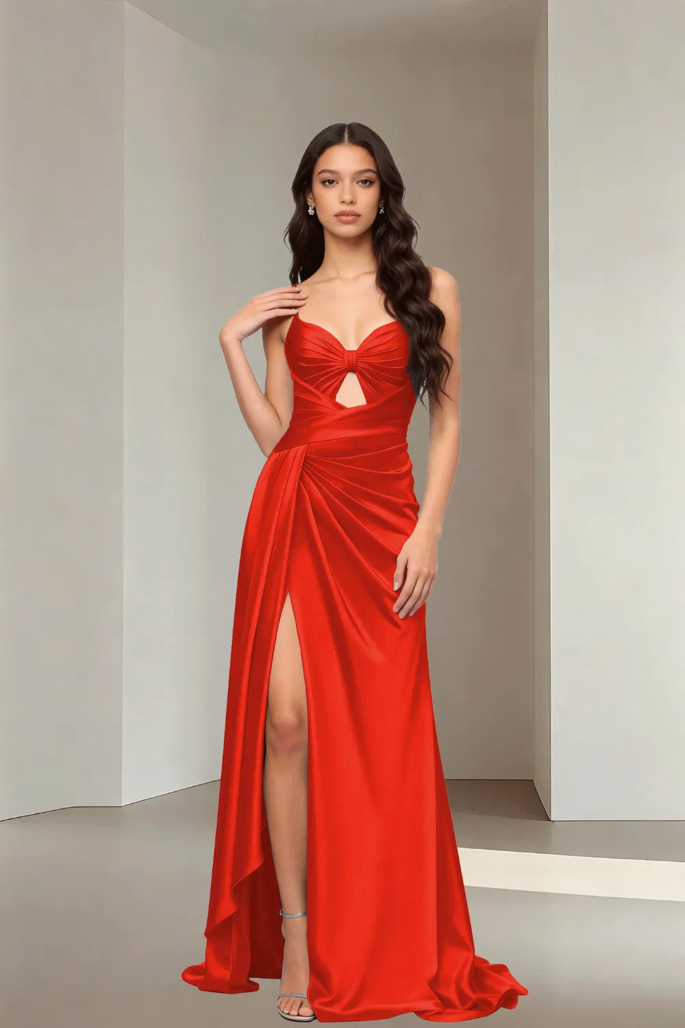 Strappy High-Slit Formal Dress