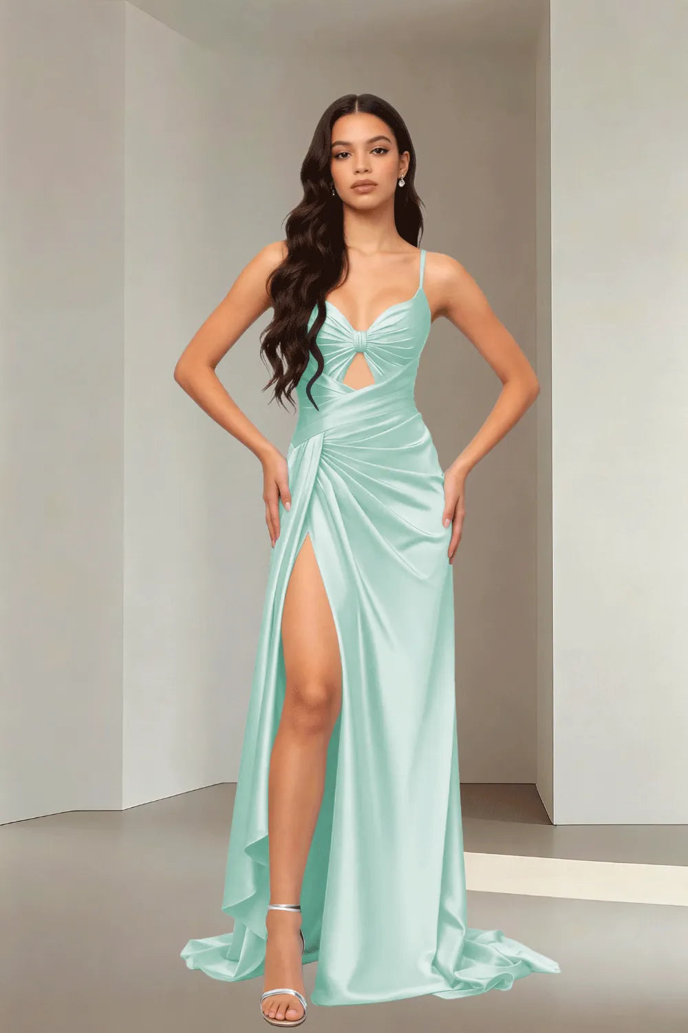 Strappy High-Slit Formal Dress