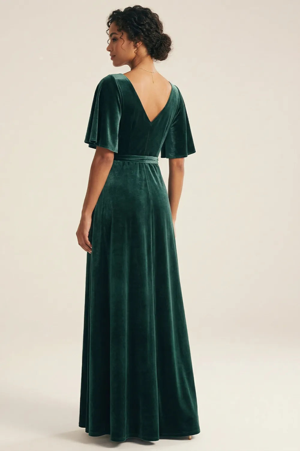 Elegant Emerald Green Velvet Wrap Maxi Dress